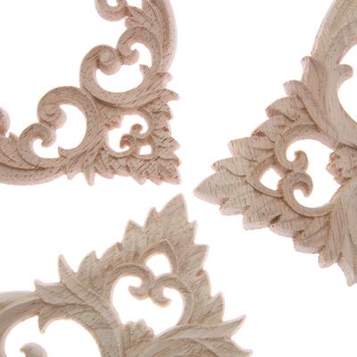 1pc 10/15/20cm Unpainted DIY Decorative Wooden Corner Carving Decals for Door Fireplace Dresser Cabinet Mirror Bed Mantel Decor