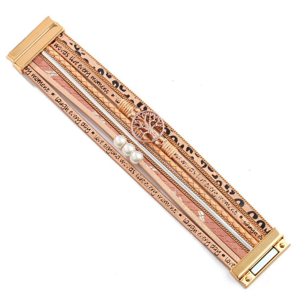 Bohemian Micro-Diamond Cross Bracelet with Magnetic Clasp & PU Leather