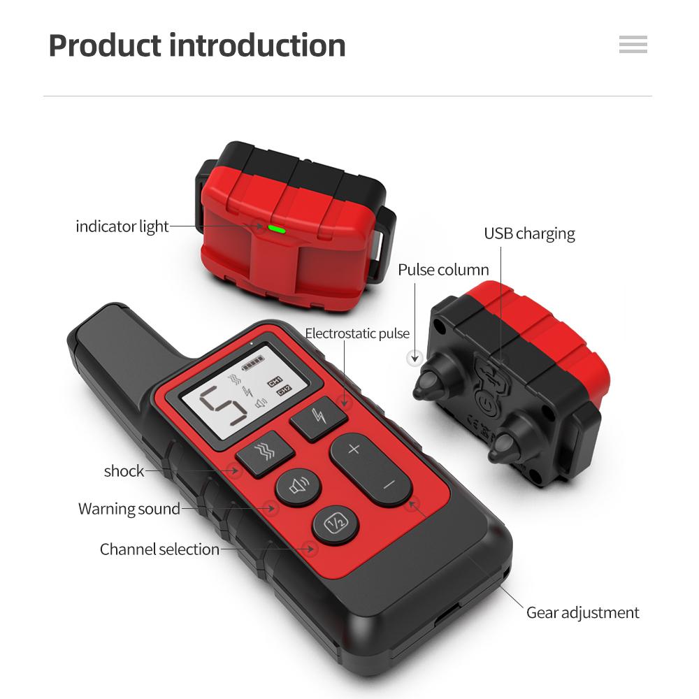 Pet Dog Training Collar Waterproof Remote Control Rechargeable LCD for Small Big Dogs Sound Anti-Bark Training Receiver