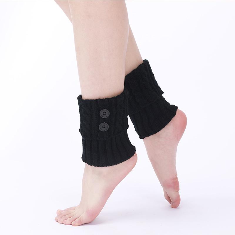 Women Autumn and Winter Knitting Twists Button Short Leg Protectors Knee Protectors New Wool Warm Boots Foot Covers