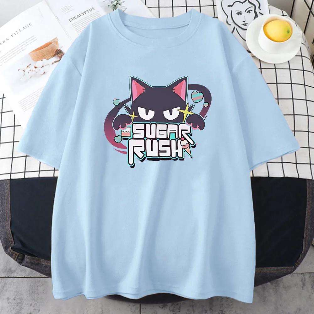 Sugar Rush Blue Archive Tshirts Game Anime Cartoon Graphic Teeshirt Short Sleeve Cotton Comfortable Shirt Printing Tees Summer