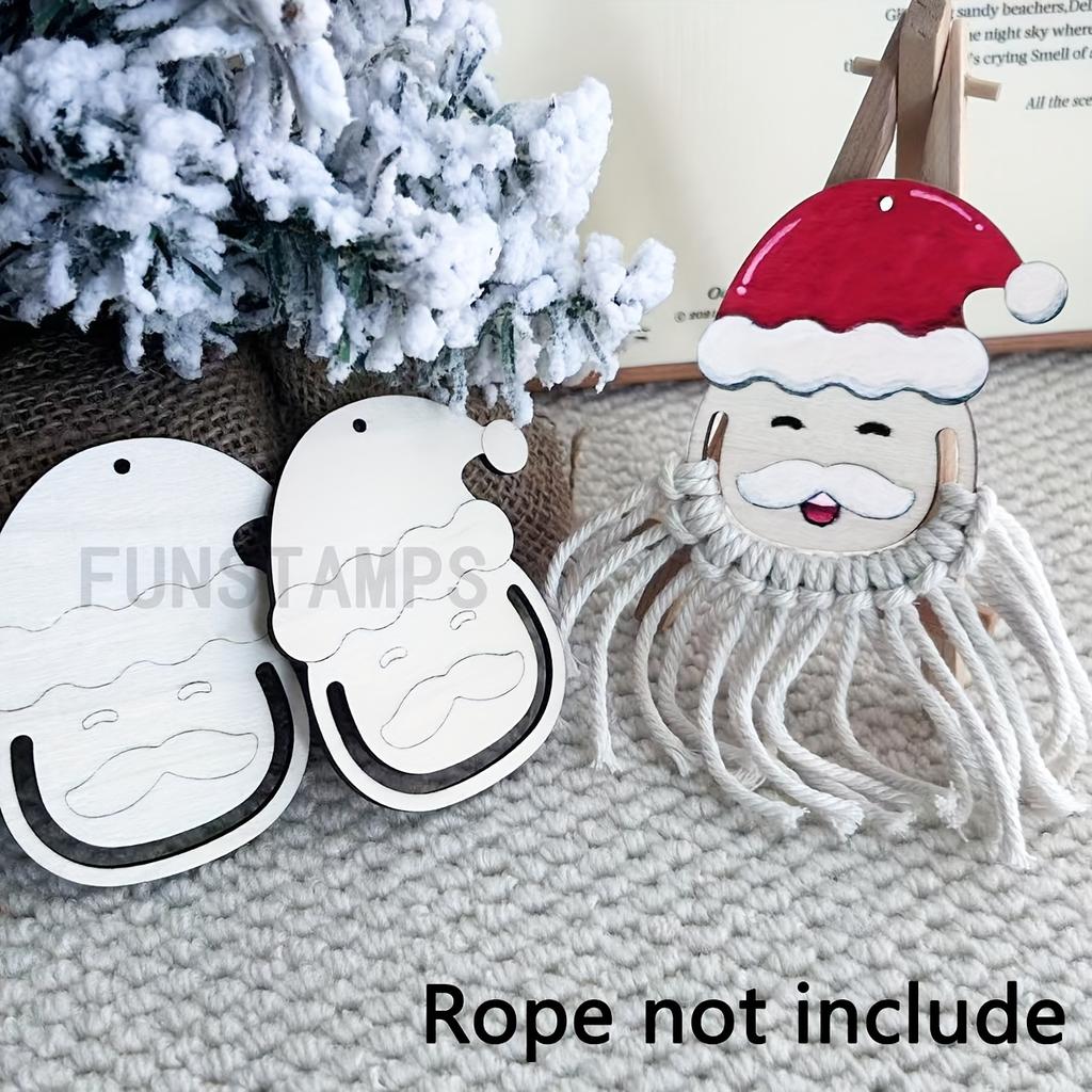 8-piece set of handcrafted unfinished wooden Santa Claus figurines with perfect graffiti-style painting and decoration