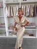 2025 Spring/Summer Satin Twist Bust Batwing Sleeve Dress for Women