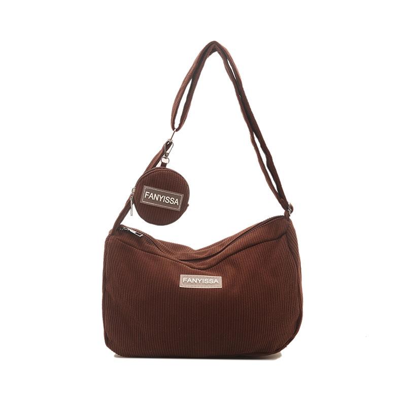 Simple casual commuter messenger dumpling bag corduroy bag foreign style new large capacity portable shoulder bag