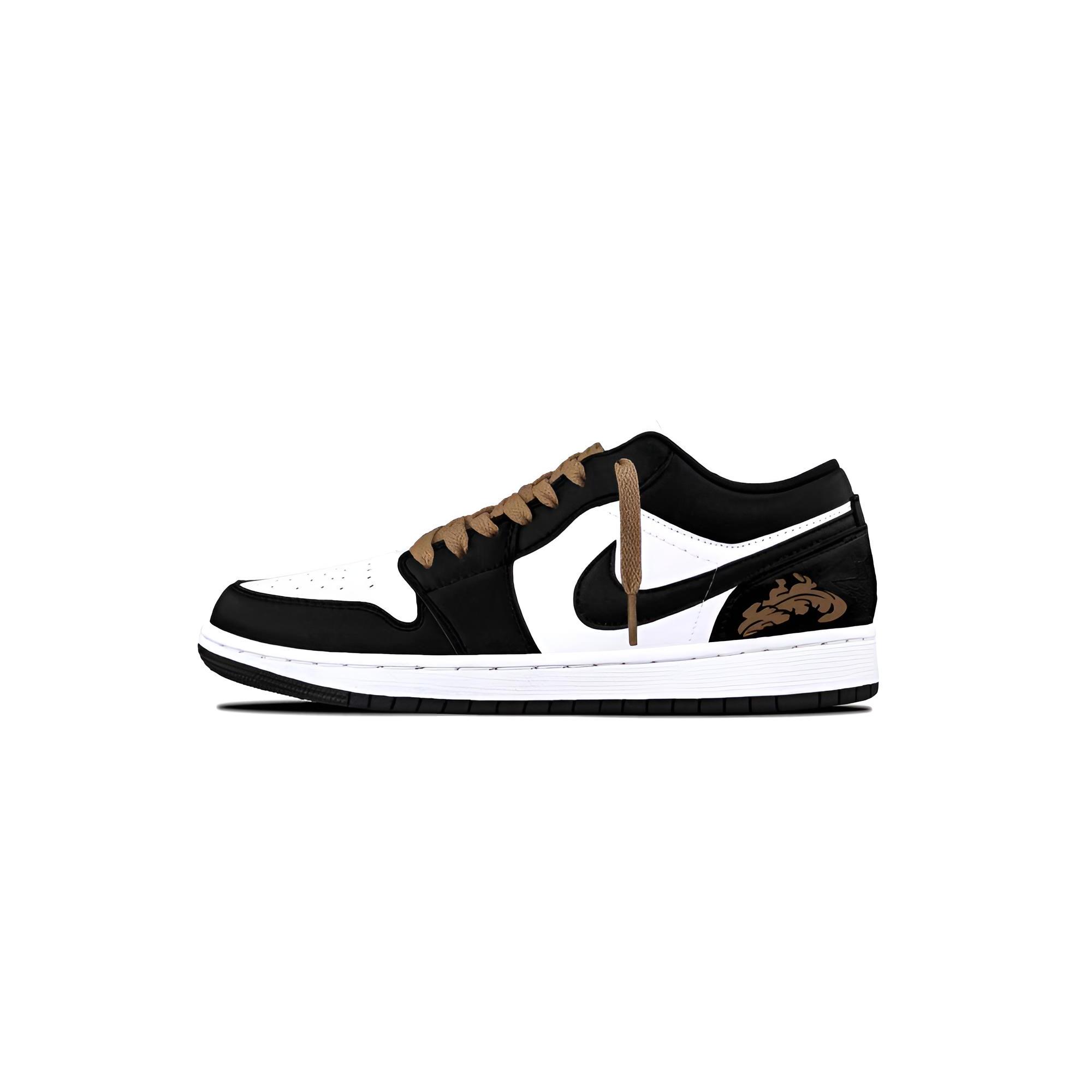 

Jordan Air Jordan 1 Ink Gold AJ Leather Cushioning, Wear Resistant Low top Vintage Basketball Shoes Unisex Black, White 553558-165(Team766-AJ) 44
