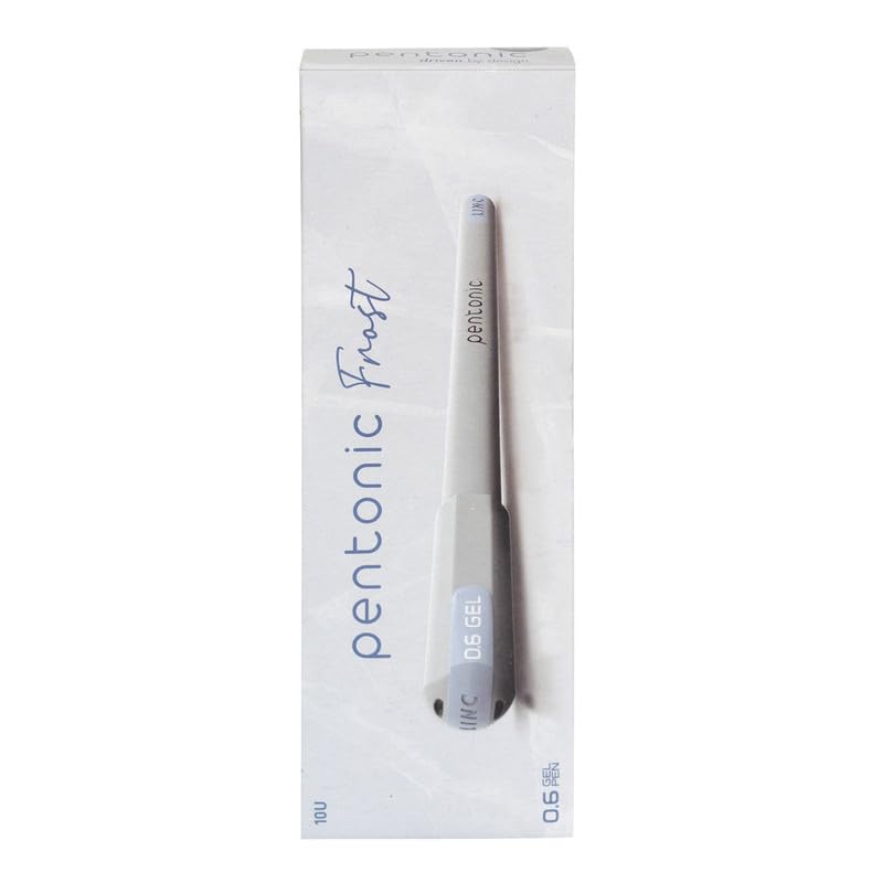 Pentonic Frost 0.6 Mm Refillable Gel Pen Pack of 1 X 10pcs| Black Ink | Pastel Grey Body | Smooth Writing for Office, Home & School