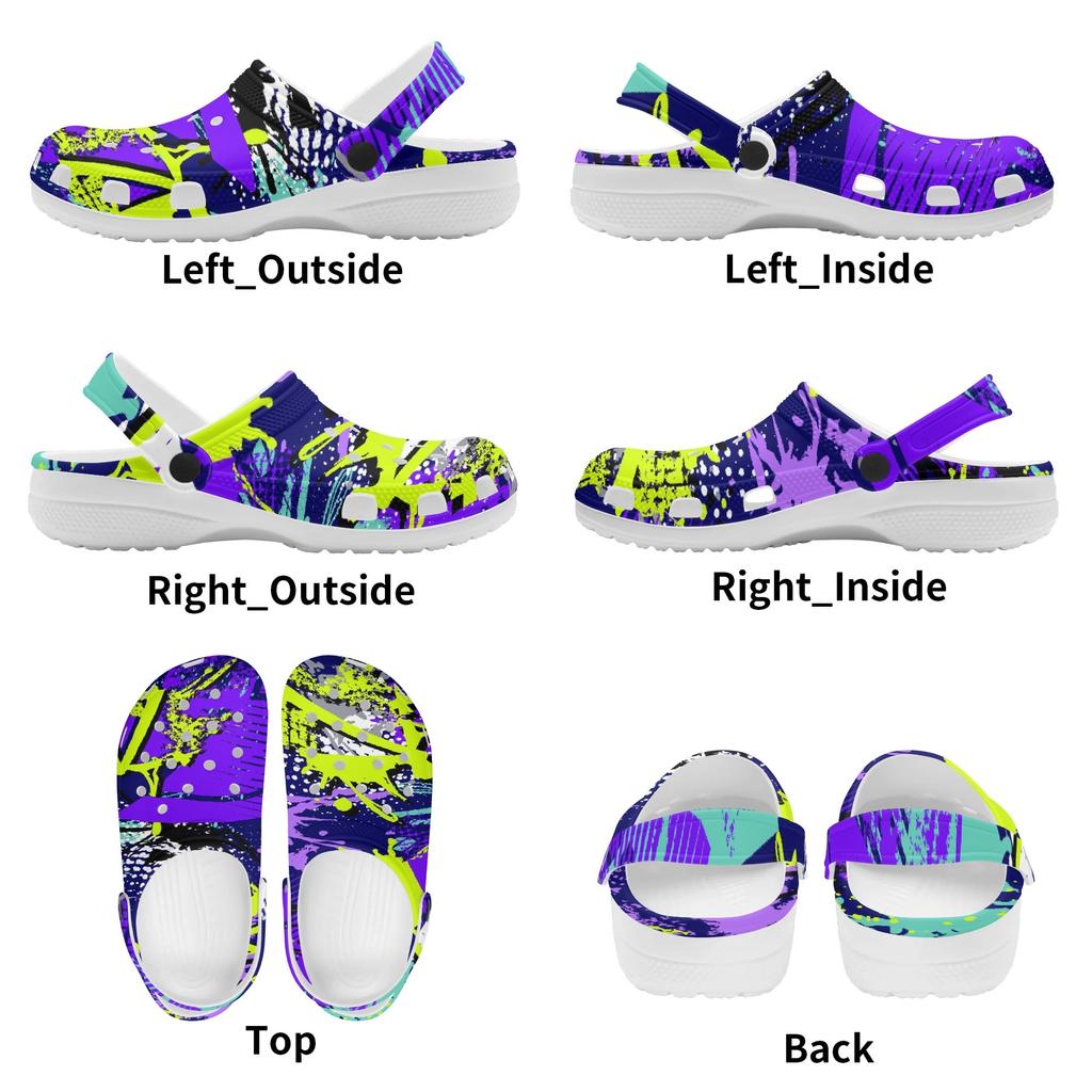 Women Men Printed EVA Clogs Lightweight Breathable Garden Shoes Slip On Beach Pool Bathroom Home Casual Sandals Indoor Wear