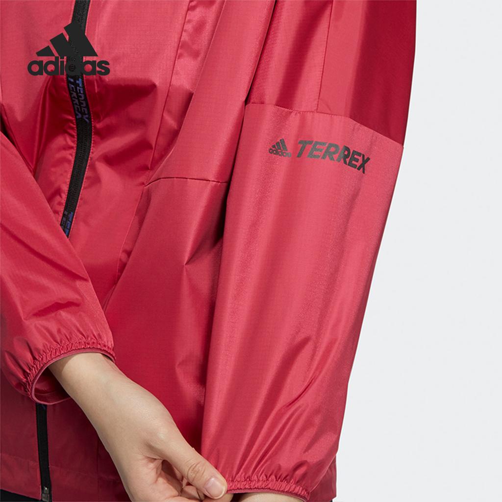 Adidas Terrex Solid Color Printed Letter Zip-Up Hooded Long Sleeve Jacket Women jackets Red GN7557
