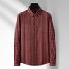 Dibinze Men's Plus Size Plaid Long-Sleeve Casual Shirt
