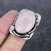 Natural Rose Quartz Gemstone 925 Sterling Silver Jewelry Ring Size 9.5 b0J22