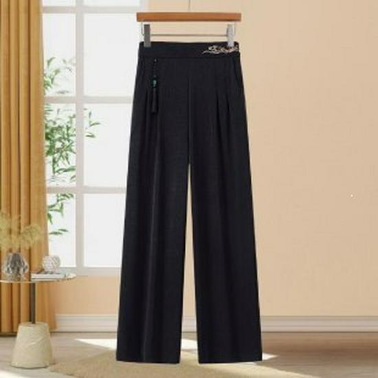 Spring-Summer High Waist Elastic Pants for Middle-Aged Women 4XL чёрный
