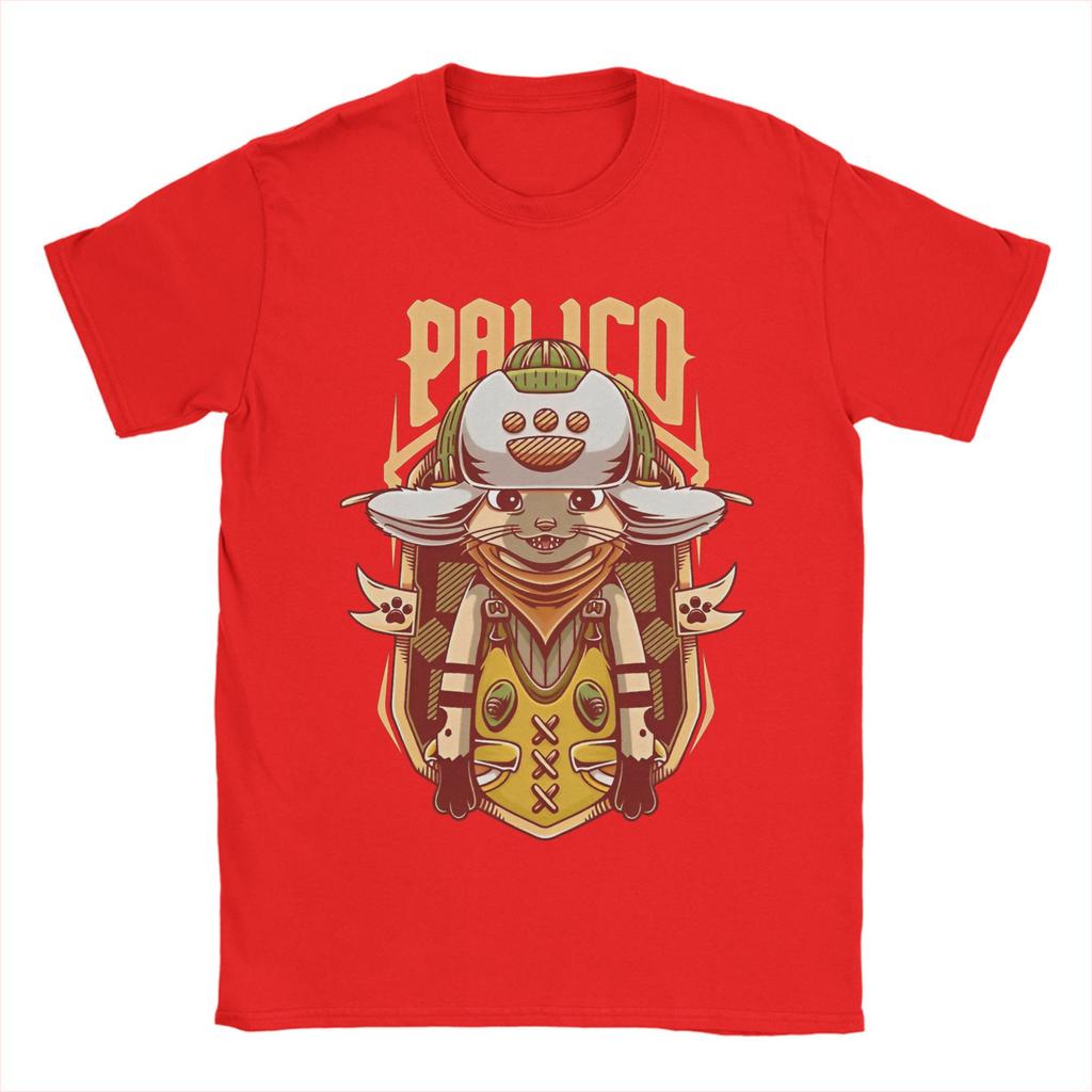 Camiseta para Hombre Hunter Wilds Palico Compañero Camiseta de Juego Algodón Merch Informal Manga Corta Cuello Redondo Camisetas Camiseta de Regalo de Cumpleaños