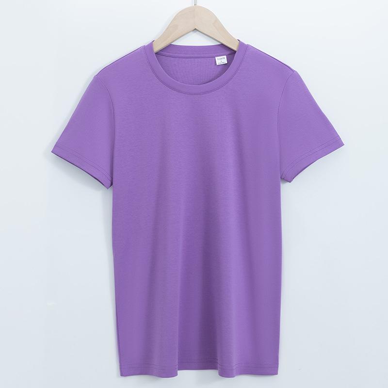 2026 High-Quality Double-Sided Liquid Ammonia Mercerized Cotton T-Shirt for Women, Summer Pure Cotton Versatile Round Neck Short Sleeve