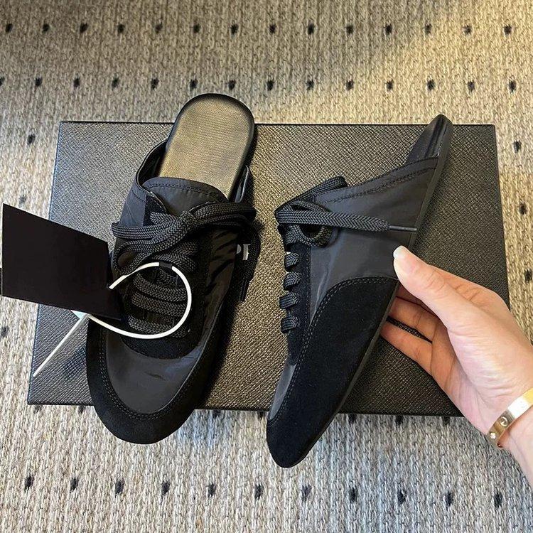 2025 spring and summer new bag head half slippers women's outer wear lazy one pedal flat comfortable casual women's single shoes