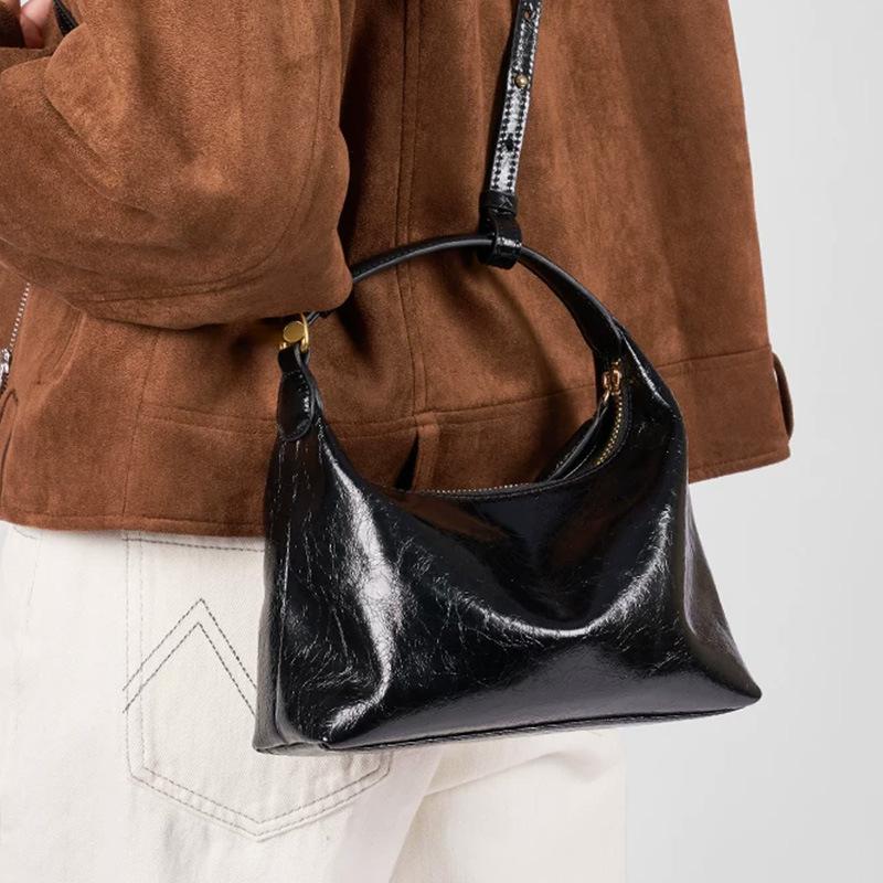Niche handbag cowhide women's high-end leather underarm bag, simple commuter handbag, shoulder crossbody lunch box bag