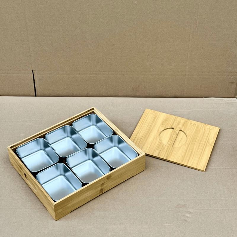 Bamboo Wood 9-Compartment Serving Tray