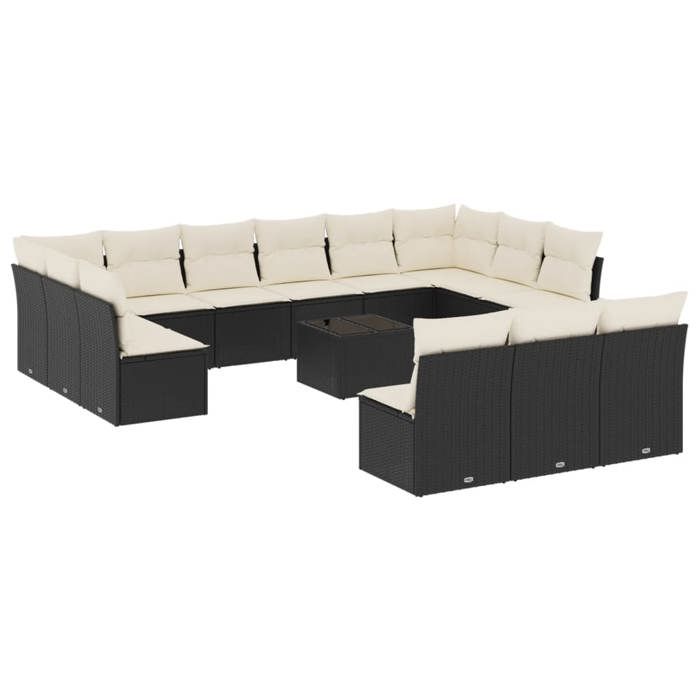 VidaXL Garden Furniture Set with Cushions 14 Pcs Black Braided Resin 3218396