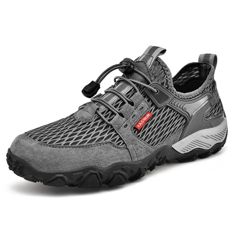 2025 Men's Breathable Leather Outdoor Casual Hiking Shoes - Non-Slip, Soft Sole, Mesh Design