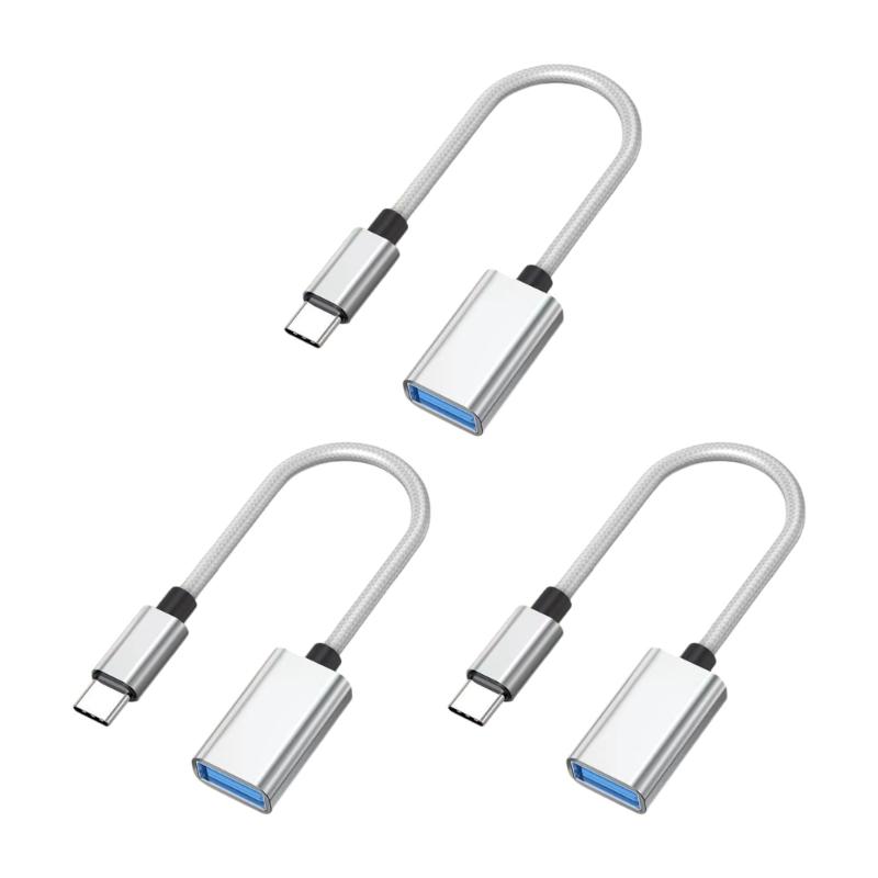 3Pcs/Set Type C To USB 2.0 Female OTG Cable For Phone Tablet Connect U Disk Mouse Keyboards With Braided Design