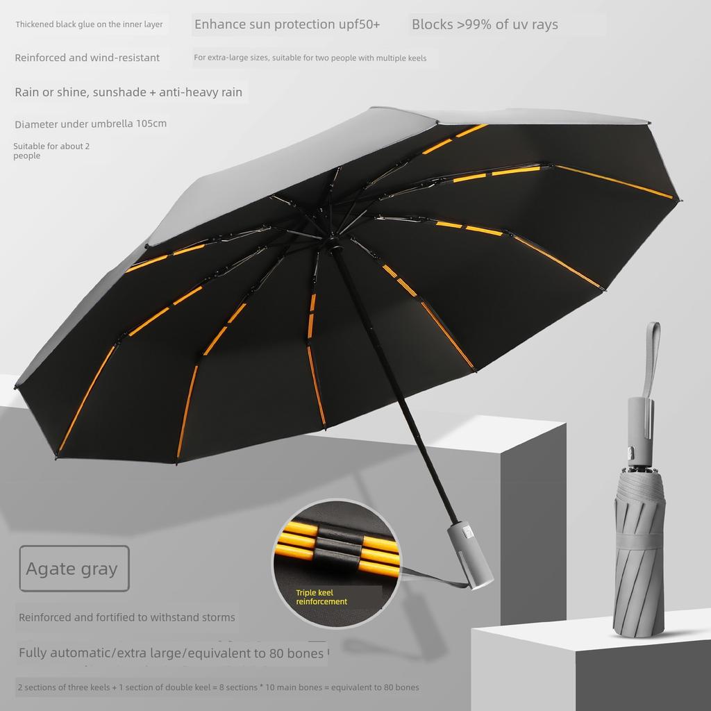 Fully Automatic Large Umbrella, Thickened and Reinforced, Foldable, Sunshade, Uv Protection, Dual-Use for Sun and Rain, Suitable for Men and Women