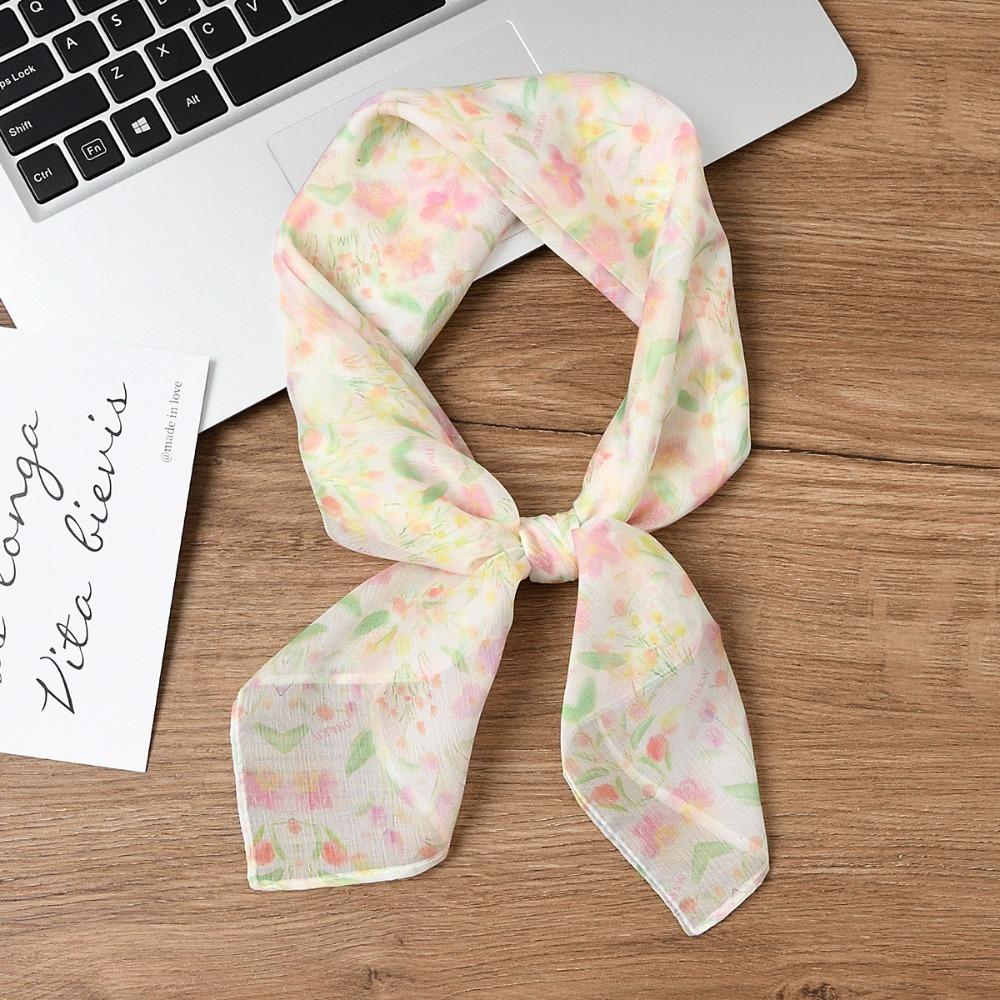 

French Floral Square Scarf Sunscreen Hair Scarf New Women Headscarf Spring Summer F