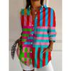 Women's Vintage Fallen Leaf Printed Shirt Spring Summer Lapel Button Down Shirt Women's Casual Long Sleeve Shirt Jacket