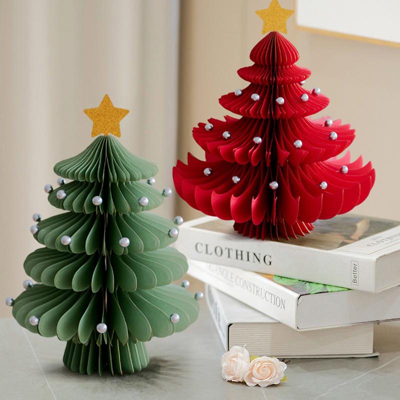 Paper Honeycomb Christmas Tree Merry Christmas Decoration Ornament New Year 2026 Party Favors Navidad Supplies Xmas Tree