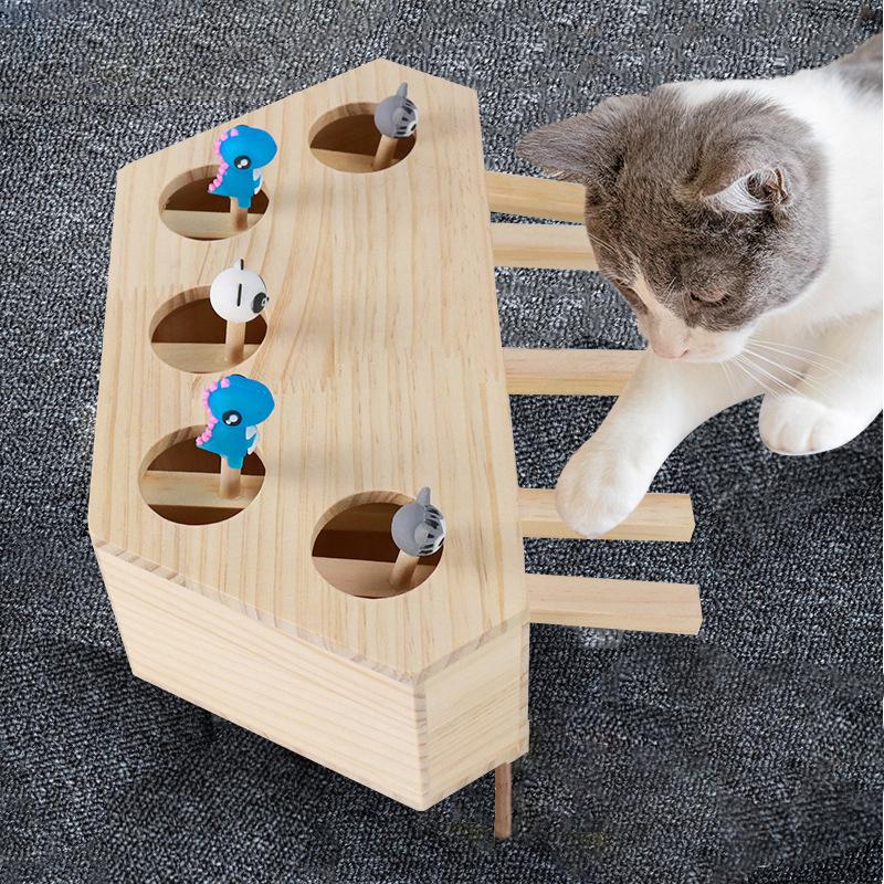 Dřevěná hra Whack-A-Mole Hračka Kočka Pes Hračka Hra s kotětem Interaktivní hračka Hračky na škádlení koček Dárek