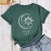 Moon and Sun Casual and Comfortable Pure Cotton Printed Women's Round Neck Short Sleeved T-shirt