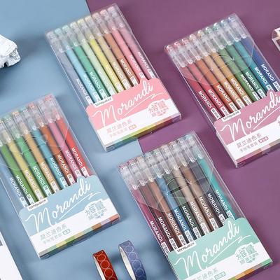 Juego de 9 bolígrafos de gel Morandi de colores de 0,5 mm, para escribir a mano, material escolar para estudiantes, papelería.