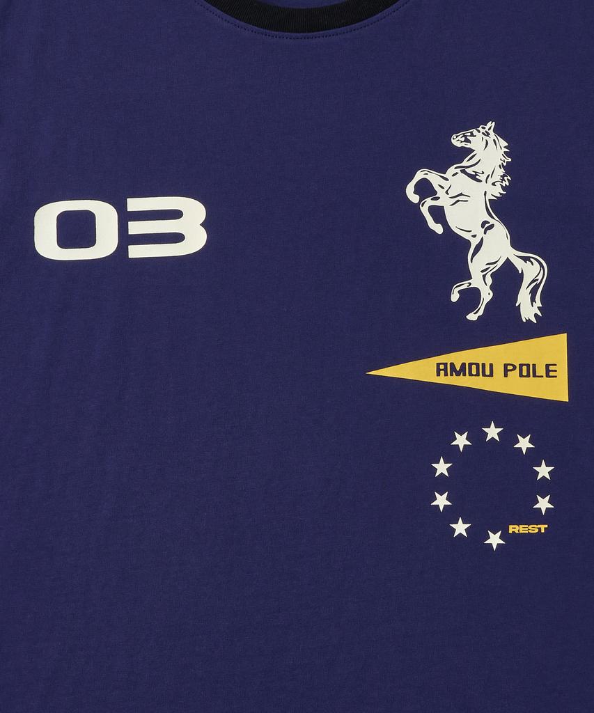 AMOU Sporty Horse Half T-Shirts Purple