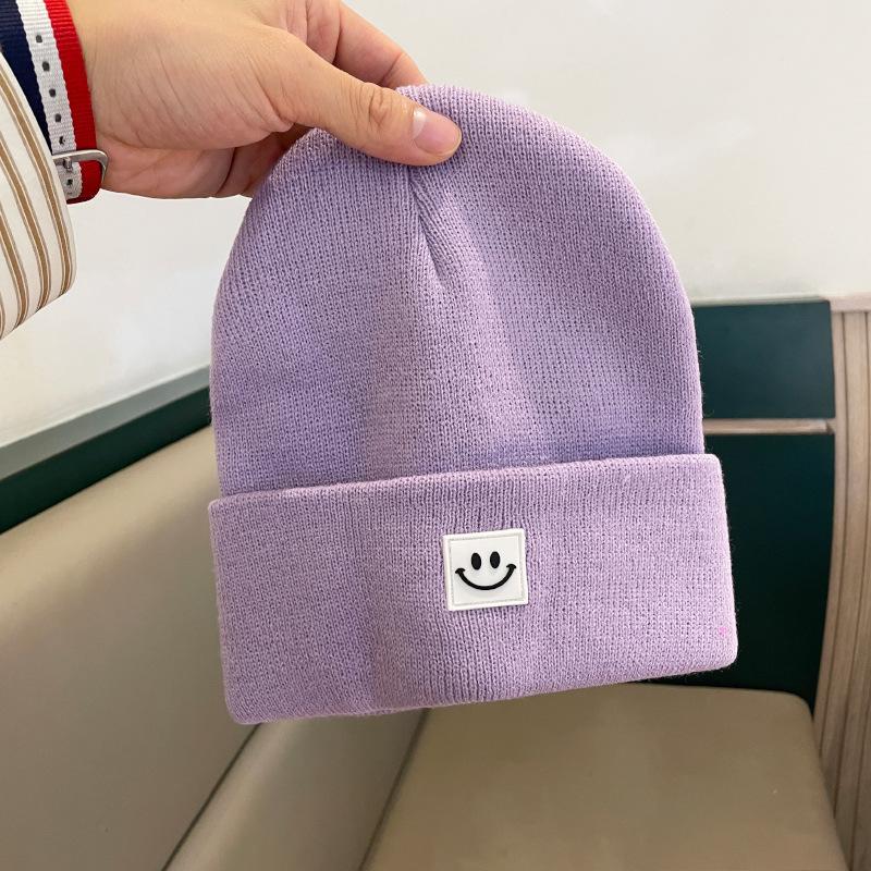 

Осенне-зимняя вязаная шапка с улыбающимся лицом, женская, для активного отдыха, трендовая, универсальная, теплая шерстяная шапка, теплая шапка-балаклава от холода one size