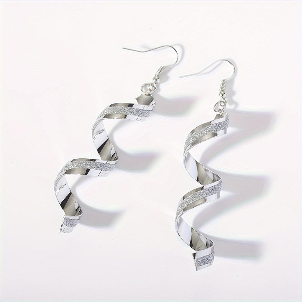 1Pair Geometric Spiral Personalized Long Matte Earrings Light Luxury Earrings Women
