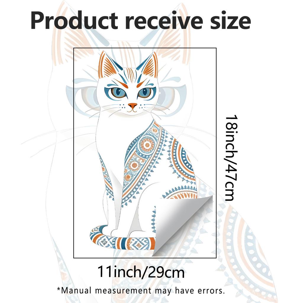 Bohemian Pattern Cat Static Cling Window Sticker for Bedroom Living Room Balcony Glass Home Decor