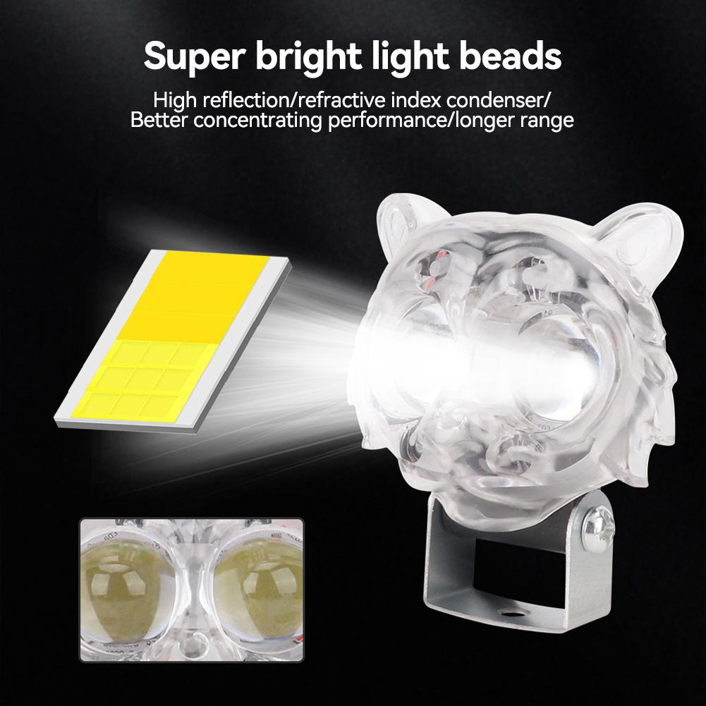 Motorcycle Running 8 Light Modes Lights LED Spotlights Owl/Tiger Shape Fog Lights Colorful Light