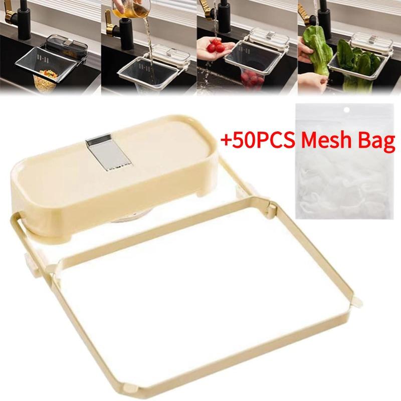 Kitchen Sink Filter Rack Foldable Sink Strainer Mesh Bag Stand Waste Garbage Net Shelf Disposable Garbage Mesh Bag Kitchen Gadge