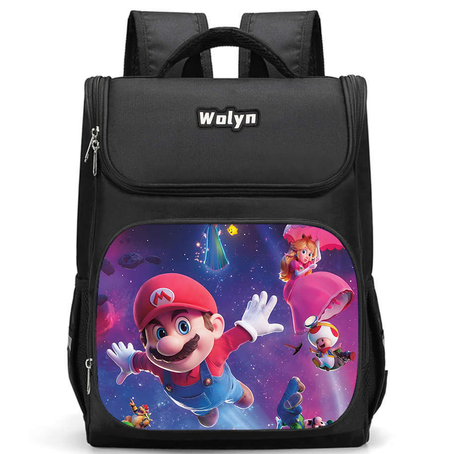 Der Super Mario Galaxy Film Strapazierfähiger Rucksack mit mehreren Fächern für Schulkinder Mit atmungsaktiven Air-Cushion-Trägern
