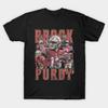 Men Black Print T-shirt Brock Purdy Vintage No-Cut Transfer Paper Print Cotton Tshirt