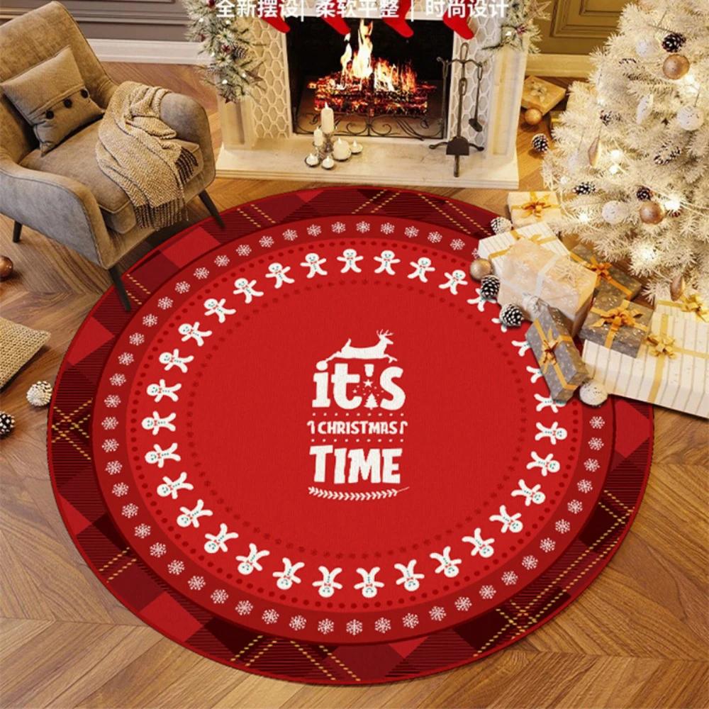 Christmas Large Round Rug Living Room Home Decor Sofa Rug Christmas Event Carpet Bedroom Bedside Soft Rug Kid's Play Mat Gifts