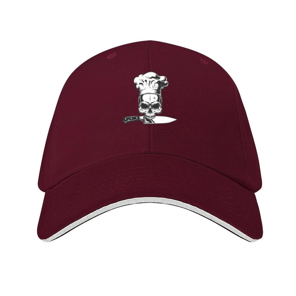 Chef skull with knife Anthony Bourdain emblem and moto Baseball Cap Hood Trucker Cap Fashion Beach Mens Baseball Womens