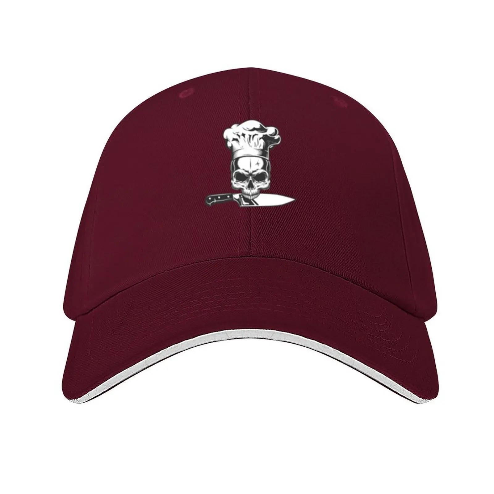 Chef skull with knife Anthony Bourdain emblem and moto Baseball Cap Hood Trucker Cap Fashion Beach Mens Baseball Womens