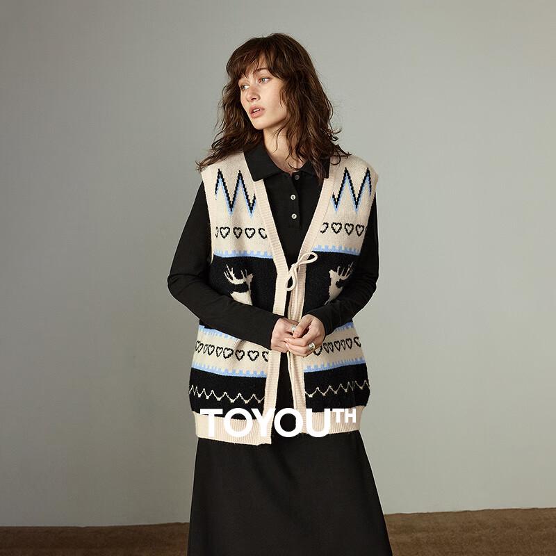 

Chuyu Women s Nordic Elk Jacquard Sleeveless Sweater Vest M