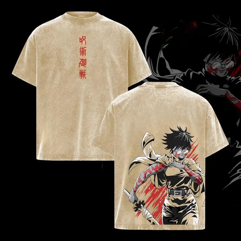 Zenin Maki Jujutsu Kaisen Anime Clothing Men Women Loose T-shirts Vintage Washed T Shirt Casual Cotton Tee Harajuku Male Tshirt