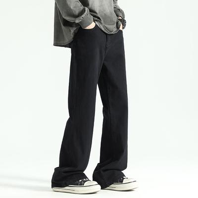 American High Street Black Jeans Men's Loose and Handsome Slim Trousers