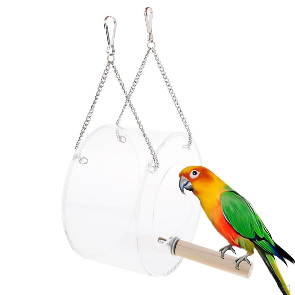 Acrylic Parrot Bird Feeder without mess Automatic with Stand Round/Triangular