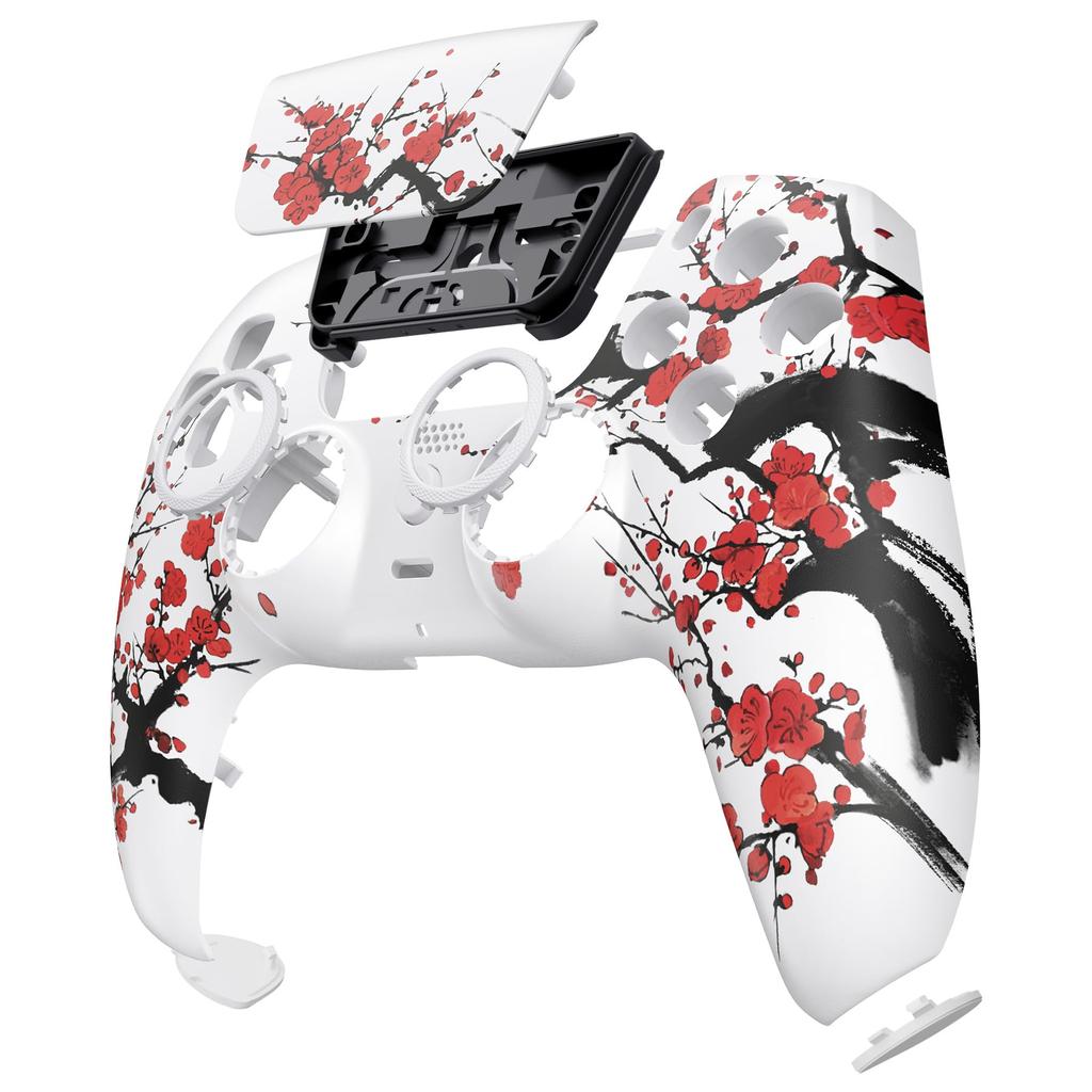 eXtremeRate LUNA PS5 Controller Replacement Front Shell and DIY Replacement Housing Shell and Touchpad Cover Plum Pattern (BDM-010, BDM-020, BDM-030,