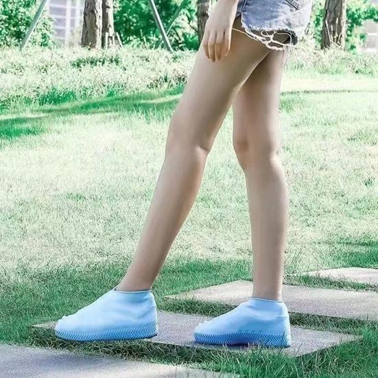 1 Pair Rain Boot Cover Waterproof Silicone Shoe Covers Anti-Slip Elastic Overshoes Thickened Rainproof Shoe Protectors