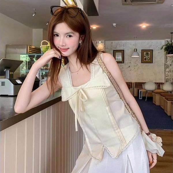 Summer New Sweet and Spicy Style Lace-up Sling Vest Women's Waist Thin and Versatile Design Temperament Top