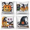 Halloween Throw Pillow Covers Pumpkin Ghost Witchy Linen Sofa Bed Pillowcase Square Cushion Cover Spooky Halloween Party Decor