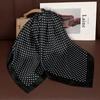 Korean retro black polka dot silk scarf, simple and high-end temperament square scarf ins small fragrant style thin scarf scarf